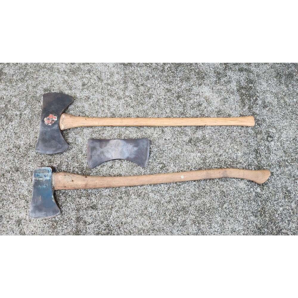 Rare Vintage Collins Double & Single Bit Axe Heads Wood Tool USA HTF Lot of 3